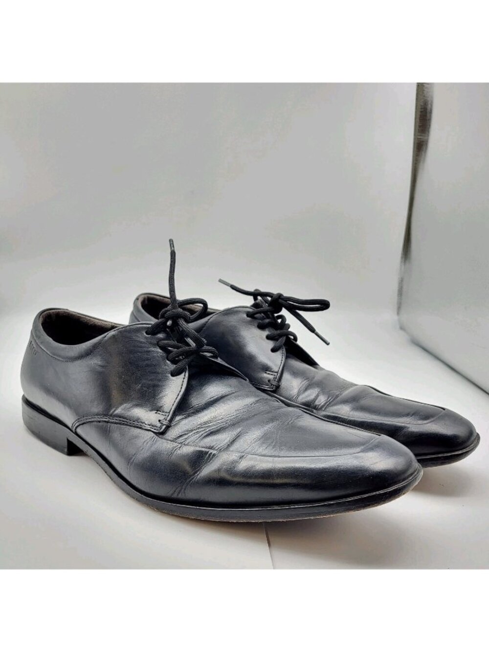 ECCO Men's Black Leather Derby Dress Shoes Square Toe Lace-Up EU 45 11